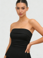 European and American Hot Girl  Simple Solid Color Sleeveless Short Vest for Women Commuting Style Strapless. 