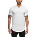 Running T-shirts Mens V-neck Slim Fit Fitness T Shirt Solid Gym Clothing Bodybuilding Tight T-shirt Quick Dry Training Tee Shirt.