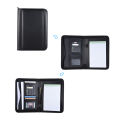 A5 Business Portfolio Padfolio Folder Document Case Organizer A5 PU Leather Zippered Closure Calculator Card Holder Memo. 