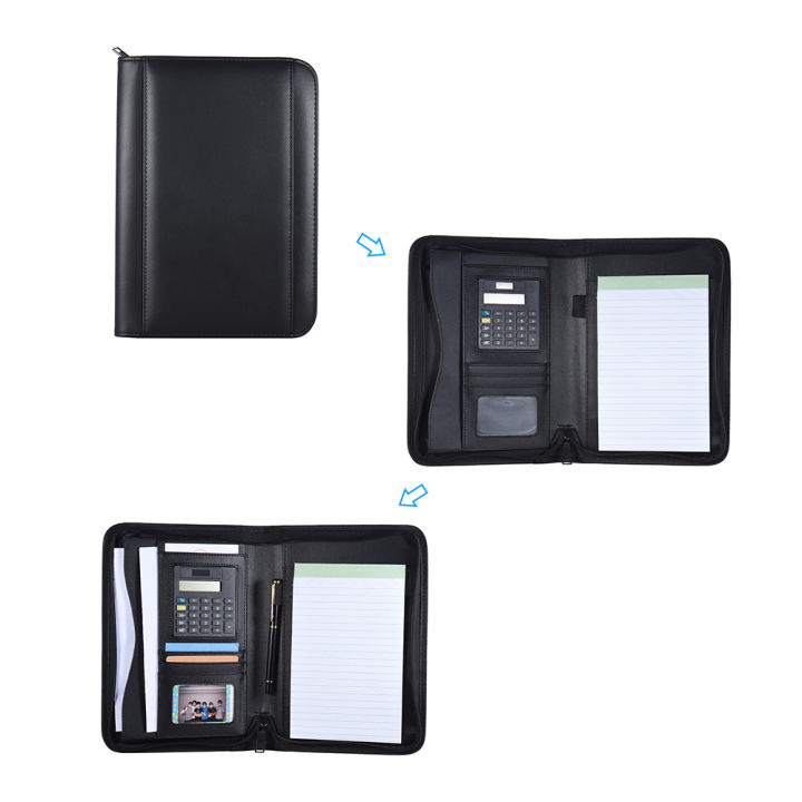 A5%20Business%20Portfolio%20Padfolio%20Folder%20Document%20Case%20Organizer%20A5%20PU%20Leather%20Zippered%20Closure%20Calculator%20Card%20Holder%20Memo%20-%20Image%206