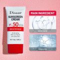 DISAAR 50+ MOISTURIZING SUNSCREEN

With Kojic Acid, Ceramide & Vitamin E Brightening And Moisturizing UVA/UVB Sunscreen- 50g. 