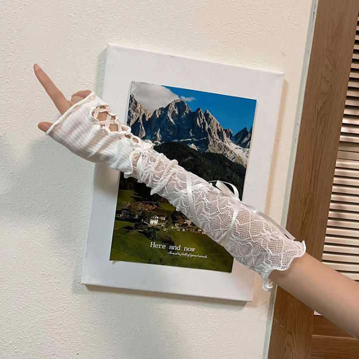 Women%20Lolita%20Jk%20Lace%20Fingerless%20Gloves%20Black%20Gothic%20DIY%20Strapping%20Sunscreen%20Sleeve%20Clothing%20Accessories%20Elastic%20Mesh%20Punk%20Gloves%20-%20Image%205