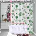 Simple wind green leaves bathroom shower curtain shielding partition Shower curtain quick dry can be scrubable light opaque bath.