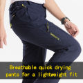 Longe Summer Quick Dry Hiking Pants Men Stretch Waterproof Tactical Pants Zipper Pockets Trousers Lightweight Fishing Pants.