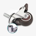 4 Pcs 1.5 Inch Universal Stem Caster Wheels TPR Screw Lever Castors Swivel Stem Wheels with M8 Thread Rods for Carts Furniture. 