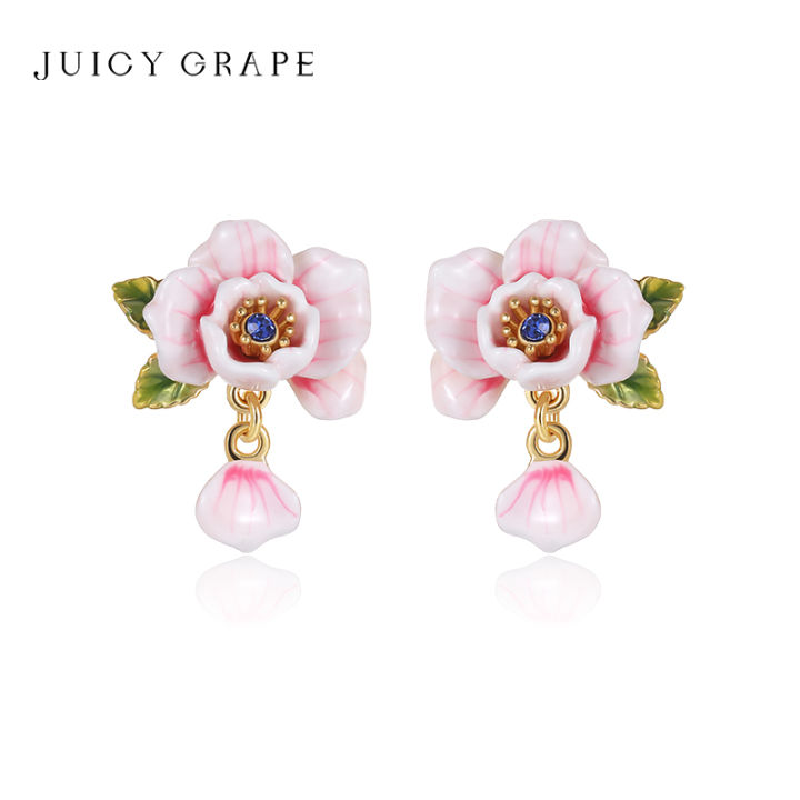 Monet-Inspired%20Rose%20Tassel%20Earrings%20-%2018K%20Gold%20Plated%20Clip-Ons%20with%20Pink%20Enamel%20Detailing%20%7C%202025%20Bridal%20Jewelry%20Collection%20-%20Image%203