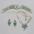 New Aladdin Dangle Earring Princess Jasmine Earrings Necklace Head Wear Handmade Jewelry Earring Clips Princess Dress Up Jewelry. 