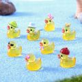 10/20/30PCS Mini Fluorescent Yellow Duck Ornament Miniature Figures Tiny Resin Handicraft Micro Landscape Dollhouse Decoration. 