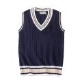 Sweater Vest Men Thicken V-neck Sleeveless Knitted Sweaters Vests Striped Retro Preppy-style Simple Chic Loose Casual All-match.