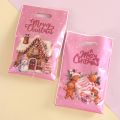 50pcs Pink Merry Christmas  Bags Santa Claus Candy Bags for Home 2025 Winter Holiday Christmas Decoration Navidad . 