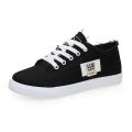 2025 Spring New Style Comfortable Casual Flat White Shoes Canvas Low-top Cross-strap Lightweight Sports Shoes for Women. 