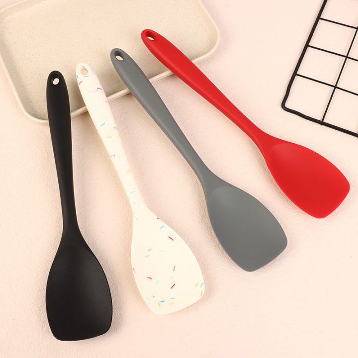 1Pieces Food Grade Silicone Spoon Spatula Heat Resistant Cooking Spoon Nonstick Baking Scraper Outdoor Tableware