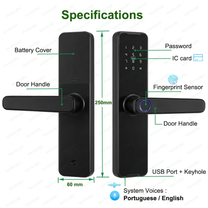 RAYKUBE%20Biometric%20Fingerprint%20Door%20Lock%20K7%20Pro+%20Smart%20Lock%20Tuya%20App%20Remote%20Unlocking%20Keyless%20Lock%20Electronic%20Door%20Lock%20-%20Image%206