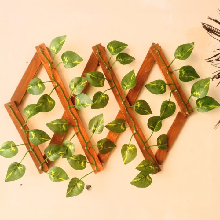 Money Plant Leaves Fence Wooden Frame Wall Hanging 2ft Retractable Garden Decoration with Bale of Leaves