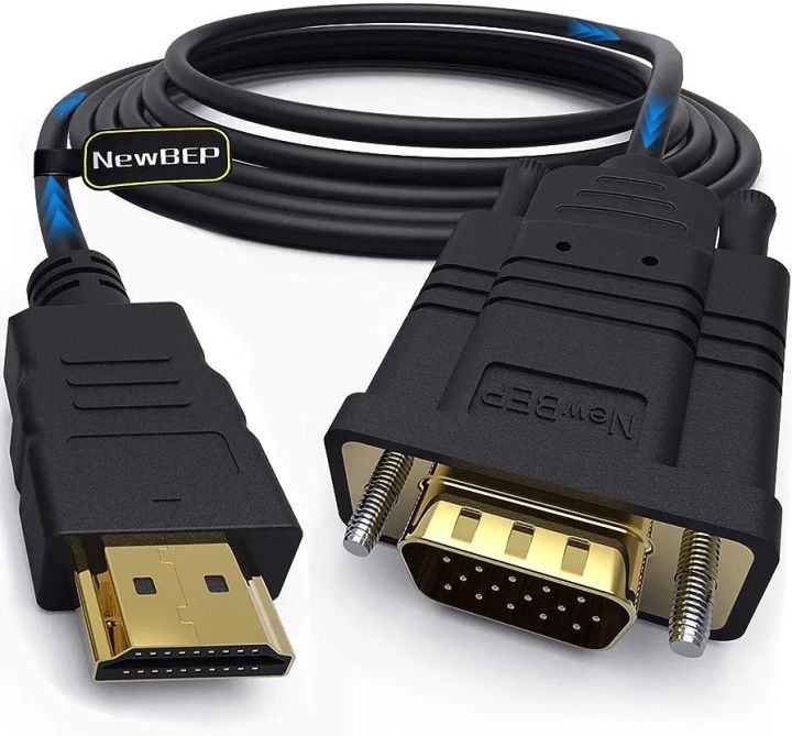 HDMI to VGA Adapter Cable, 6ft/1.8m Gold-Plated 1080P Male Active Video Converter Cord Support Notebook PC DVD Player Laptop TV Projector Monitor Etc