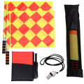 Soccer Referee Kit Referee Flag Red and Yellow Cards with Whistle Notebook and Pencil for Sports Soccer Football.
