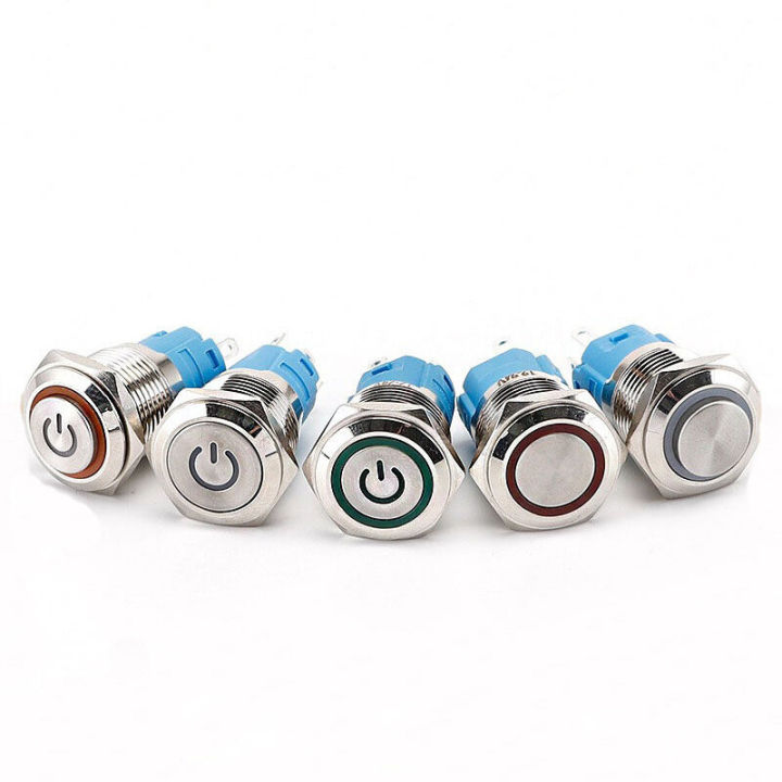 สวิตช์ปุ่มกดโลหะ 16 มม. สำหรับการเริ่มต้นกันน้ำ iPhone สวิตช์ปุ่มกดด้วยไฟ LED การเชื่อมต่อที่รวดเร็วมีหลายสีให้เลือกง่ายต่อการรีเซ็ต - เหมาะสำหรับใช้ในอุตสาหกรรมสวิตช์ปุ่มกดโลหะ