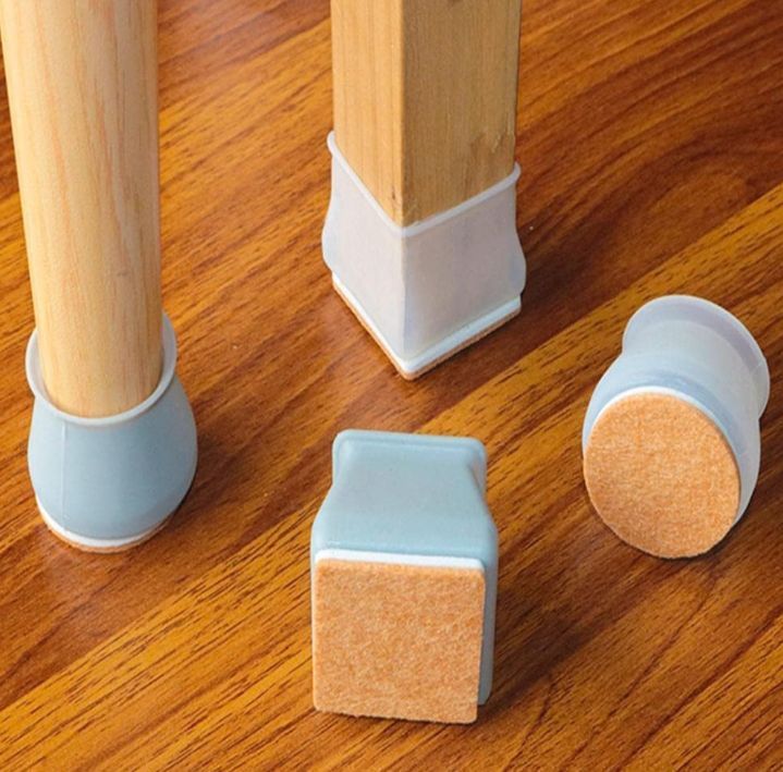 Chair Leg Floor Protectors,Chair Leg Covers,4pcs Table Feet Chair Leg Caps Silicone Flexible with Felt Desk Feet Pads Covers Furniture Floor Protectors Mute Scratches