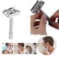 ( 1Machine+10 Blades ) Double-Sided Safety Stainless Steel Manual Men's Razor Non-slip Handle Butterfly Quick replacement blade. 