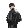 Jacket For Men Summer PU Leather Full sleeve Casual Plain Style Black. 