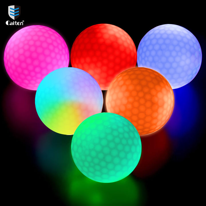 Caiton 6Pcs LED Golf Balls Impact Activated Ultra Bright Night Golf Glow Balls Long Lasting Light Practice Play for Golfers