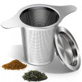 LMETJMA Stainless Steel Tea Infuser Mesh Strainer with Double Handles Large Capacity Tea Steeper to Steep Loose Leaf Tea JT209.