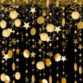 Gold Twinkle Star Garlands Hanging Moon Stars Decorations Birthday Streamer Baby Shower Wedding Decor Graduation Party Supplies. 