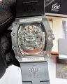 Oupinke Skeleton Men Automatic Watch Rubber Strap Luminous Dial. 