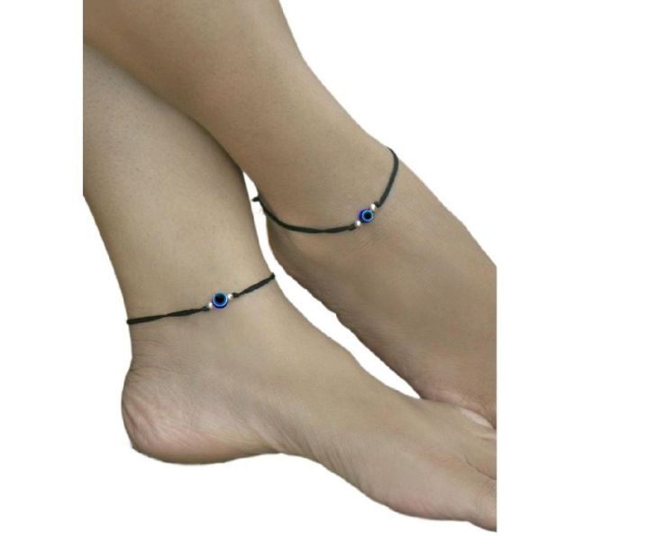 Evileye thread anklet . Black thread with evil eye bead with adjustable lock. 2 piece of evileye thread Anklet.
