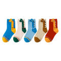 5 Pairs Kids Socks Cartoon Dinosaur Pattern Comfortable Children Socks For Boys And Girls. 