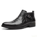 Winter Men's Elegant Boots Ankle non slip Leather Shoes British Zip Black Knight boots Pointed Punk Platform male Booties Botas. 