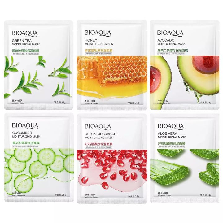 BIOAQUA%208%20Pcs/Set%20Different%20Flavours%20Moisturizing%20Hydrating%20Facial%20Face%20Sheet%20Mask-%2025g/Each%20-%20Image%202