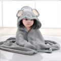 Toddler Bathrobe Infant Bath Towel Boy Girl Blankets Swaddle With Hood Cartoon Coral Fleece Towel Blanket Newborn Kids Bedding.