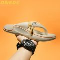A Pair of Summer Men's Flip-Flops for Couples, Men's Breathable New Wear-Resistant Non-Slip Slippers for Outer Wear, Comfortable Thick-Soled Simple Men's Shoes.