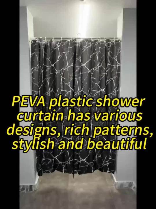 Bathroom Shower Curtain Waterproof Bathtub Bathing Curtains Easy Clean and Wipe PEVA Shower Curtains Marble Curtain with Hooks