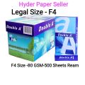 Double a paper F4/Legal Size -80 G-Ream (500 Sheets). 