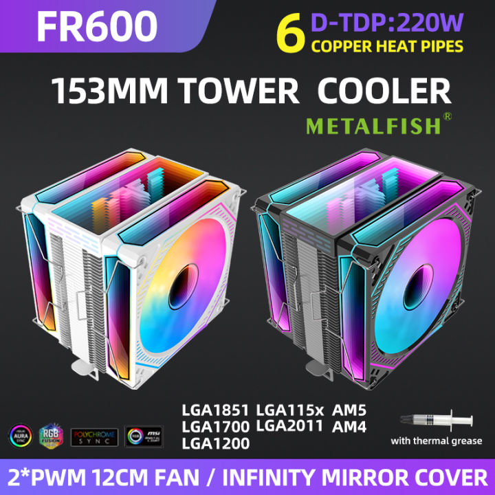 Metalfish CPU Air Cooler 4 6 Heat Pipe PC Radiator Cooling ARGB PWM ...