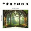 1 piece of Gothic forest, Gothic cathedral window polyester fiber photography background, decorative banner. 