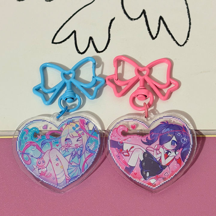 2pcs/set%20Game%20NEEDY%20GIRL%20OVERDOSE%20Rain%20Ame%20KAnge%20Acrylic%20Keychain%20Cartoon%20Figure%20Heart%20Pendant%20Keyring%20Cosplay%20Accessories%20Set%20-%20Image%205