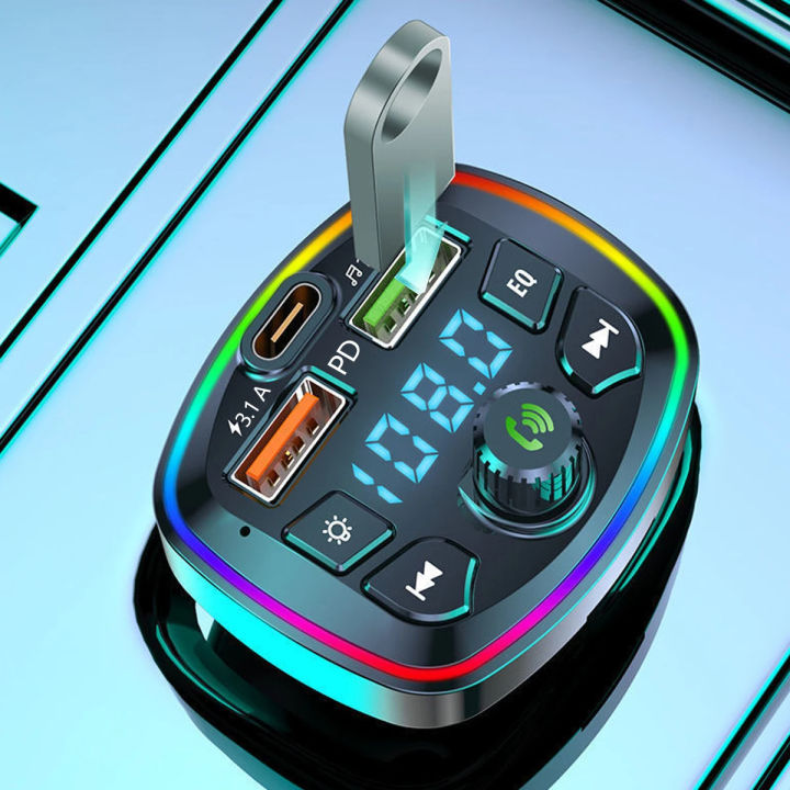 Car%20MP3%20Player%20Bluetooth%205.0%20FM%20Transmitter%20Handsfree%20Car%20Radio%20Modulator%20with%20Built-in%20Mic%20USB%20Quick%20Charge%20Adapter%20for%20Car%20-%20Image%202