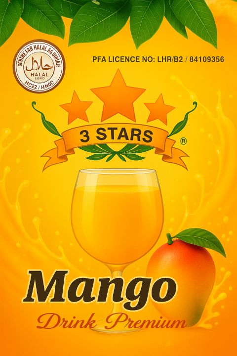 3 Star Mango Premix Juicy Pulp Instant Refreshment