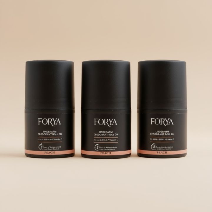 FORYA -  Underarm Deodorant Roll On - 40ml Peach Fragnance (Pack of 3)