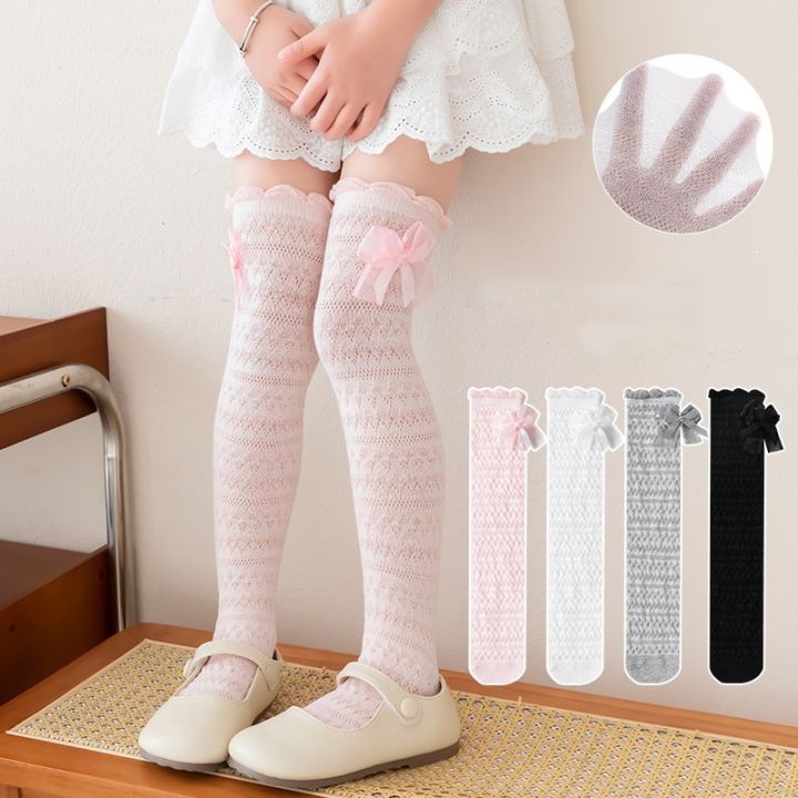 Korean Knee High Sock for Girls Spring Autumn Kids Sweet Fashion Bow Stockings Cotton Soft Children's Princess Long Sock 3-8Yrs