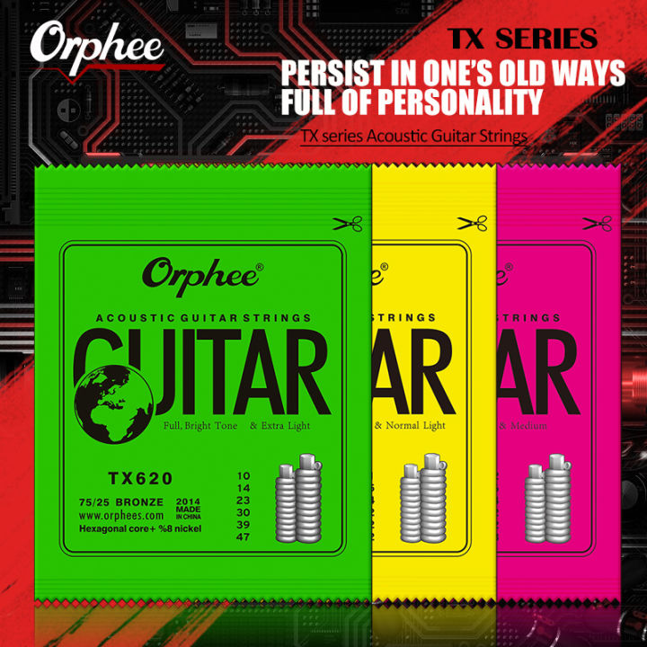 Orphee Acoustic Guitar String 6Pcs/Set Hexagonal Core Full Bright Tone