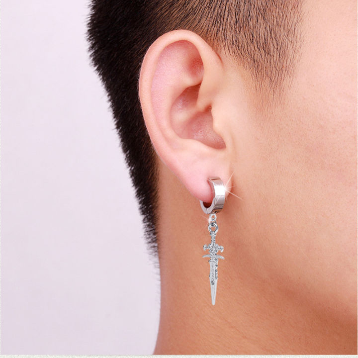 2pcs%20Stainless%20Steel%20Dragon%20Coil%20Sword%20Pendant%20Drop%20Hoop%20Earrings%20Unique%20Punk%20Hip%20Hop%20Style%20for%20Men%20Women%20Daily%20Wear%20Jewelry%20-%20Image%203
