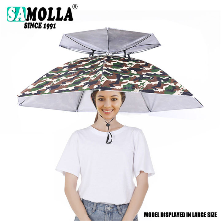 Portable Rain Umbrella Hat Army Green Foldable Outdoor Pesca Sun Shade Waterproof Camping Fishing Headwear Cap Beach Head Hats