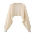 Hollow-out Long-sleeved Knitted Cardigan Top Women's Summer Thin Jacket Vest Dress Shawl Worn Over A Shirt. 