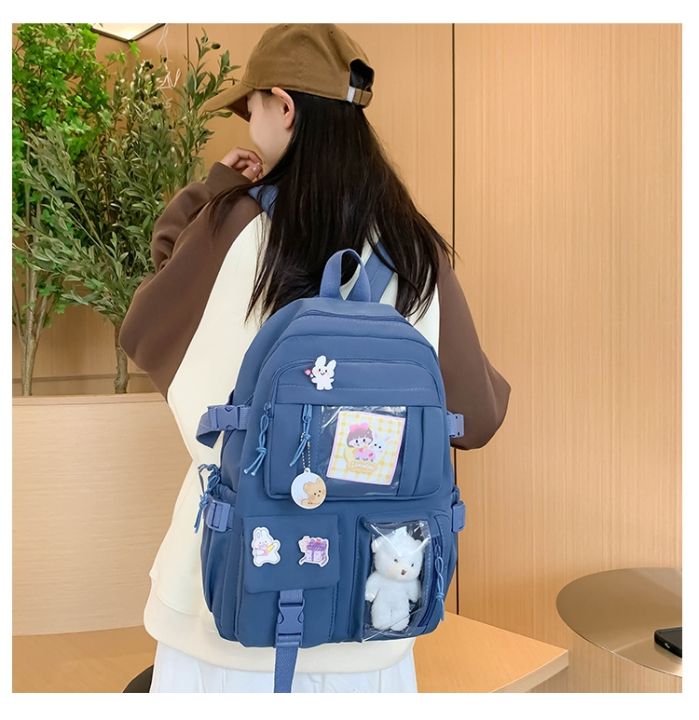 Cute%20Canvas%20Backpack%20for%20Teenage%20Girls%20with%20Multi%20Pockets%20and%20Waterproof%20Nylon%20Material%2042cm%20-%20Image%207