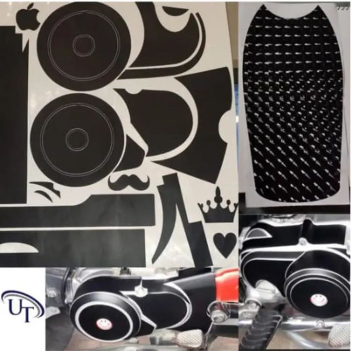 Engine Sticker Kit Matt Black & Fuel Tank Sticker (Shine Black) For All ...