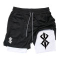 Summer Shorts for Men 2 in 1 Athletic Gym Workout Running Performance Shorts Print with Phone Pocket Quick Dry Breathable.